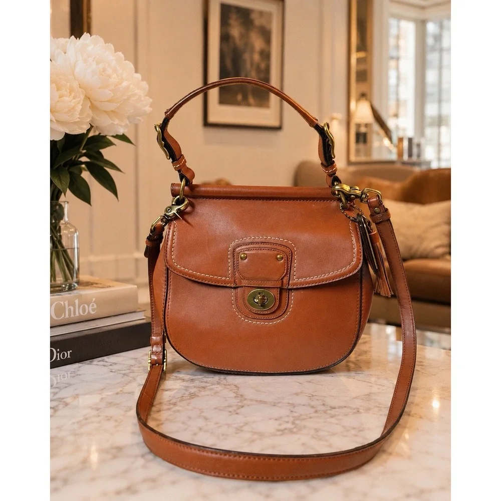 Coach Willis 19132 70th Anniversary British Tan Leather Crossbody Legacy Bag